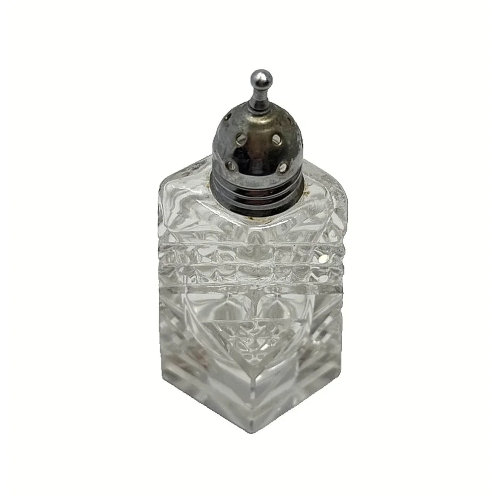 Vintage Clear Cut Glass Crystal Salt or Pepper Shaker Silver Tone Cap